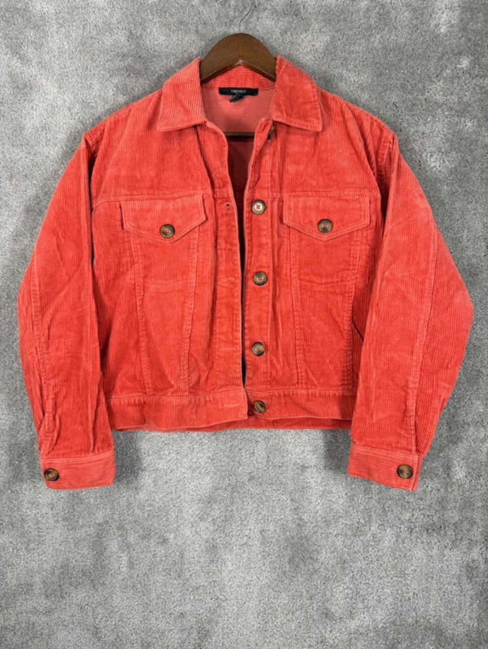 Forever 21 Corduroy Jacket 100% Cotton Button Up Size Small